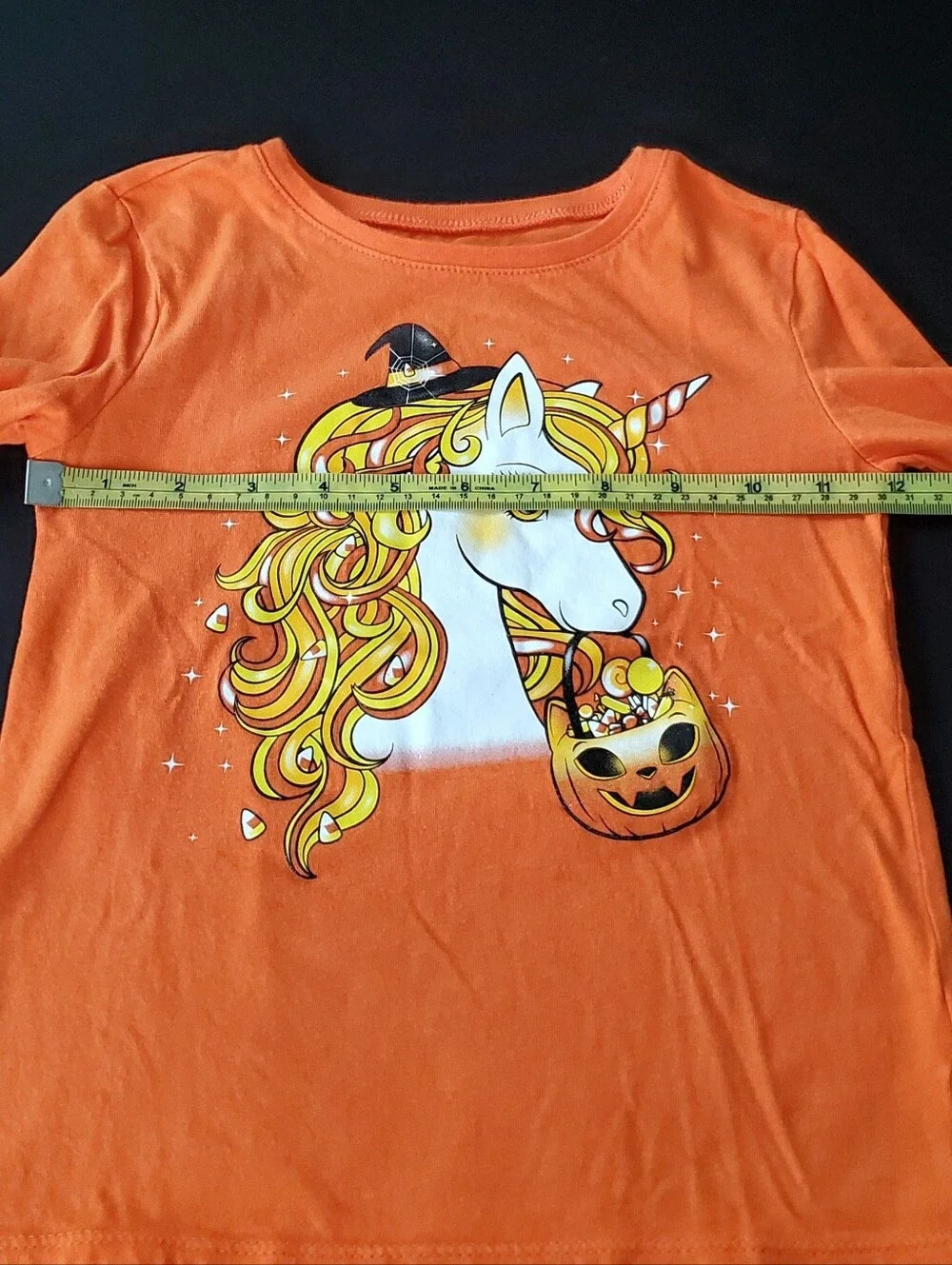 Children's Place Girls Long Sleeve Halloween Unicorn Graphic Tee